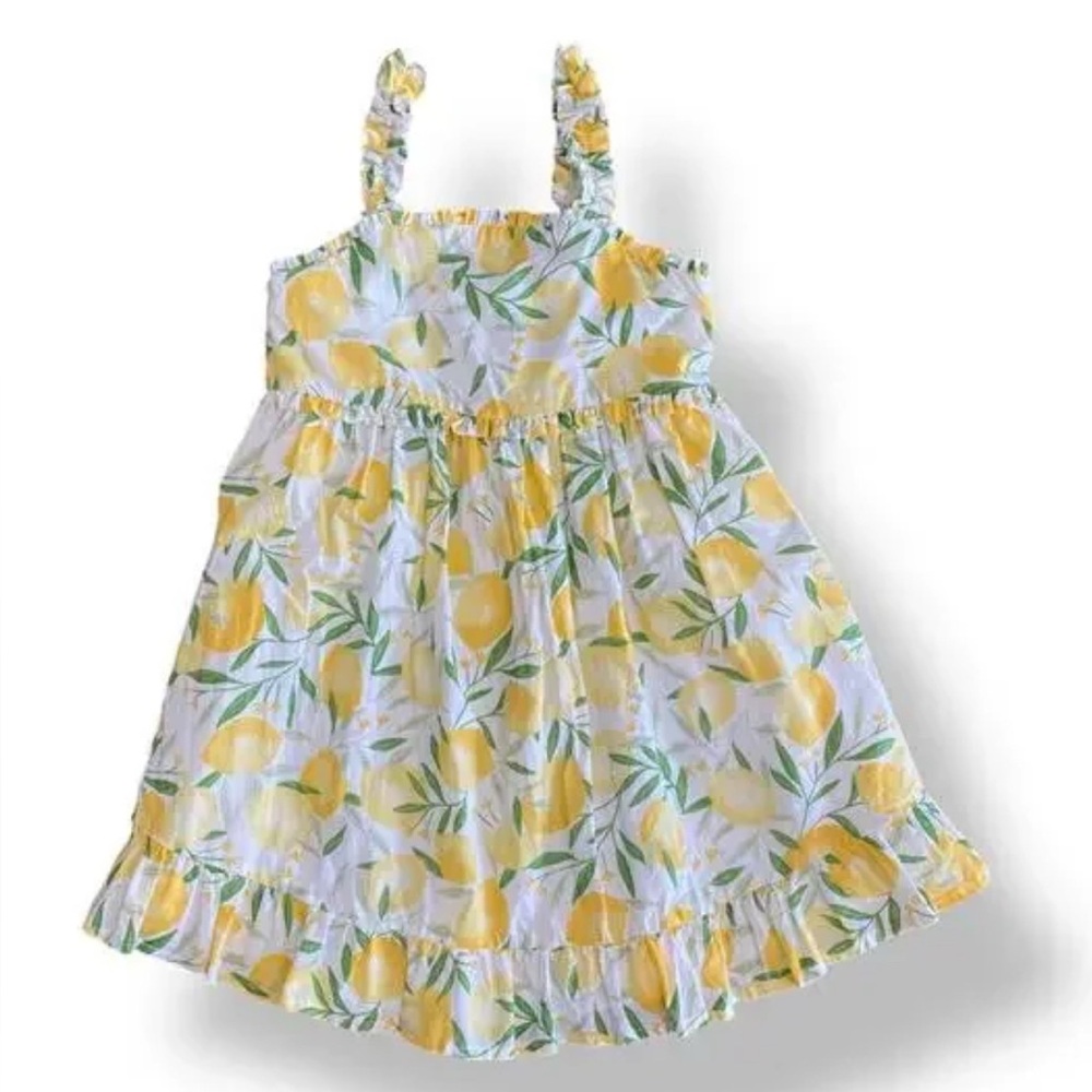 Cynthia Rowley Tiered Ruffled Lemon Print Kids Dress - Size 6